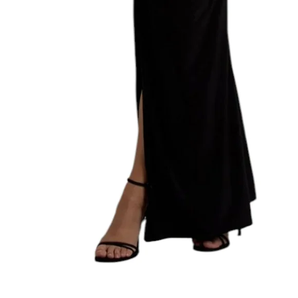 NWT CLUB L London DOLL Maxi Dress One Shoulder Ruched Split Hem Stretch Jersey 8 - Picture 15 of 16